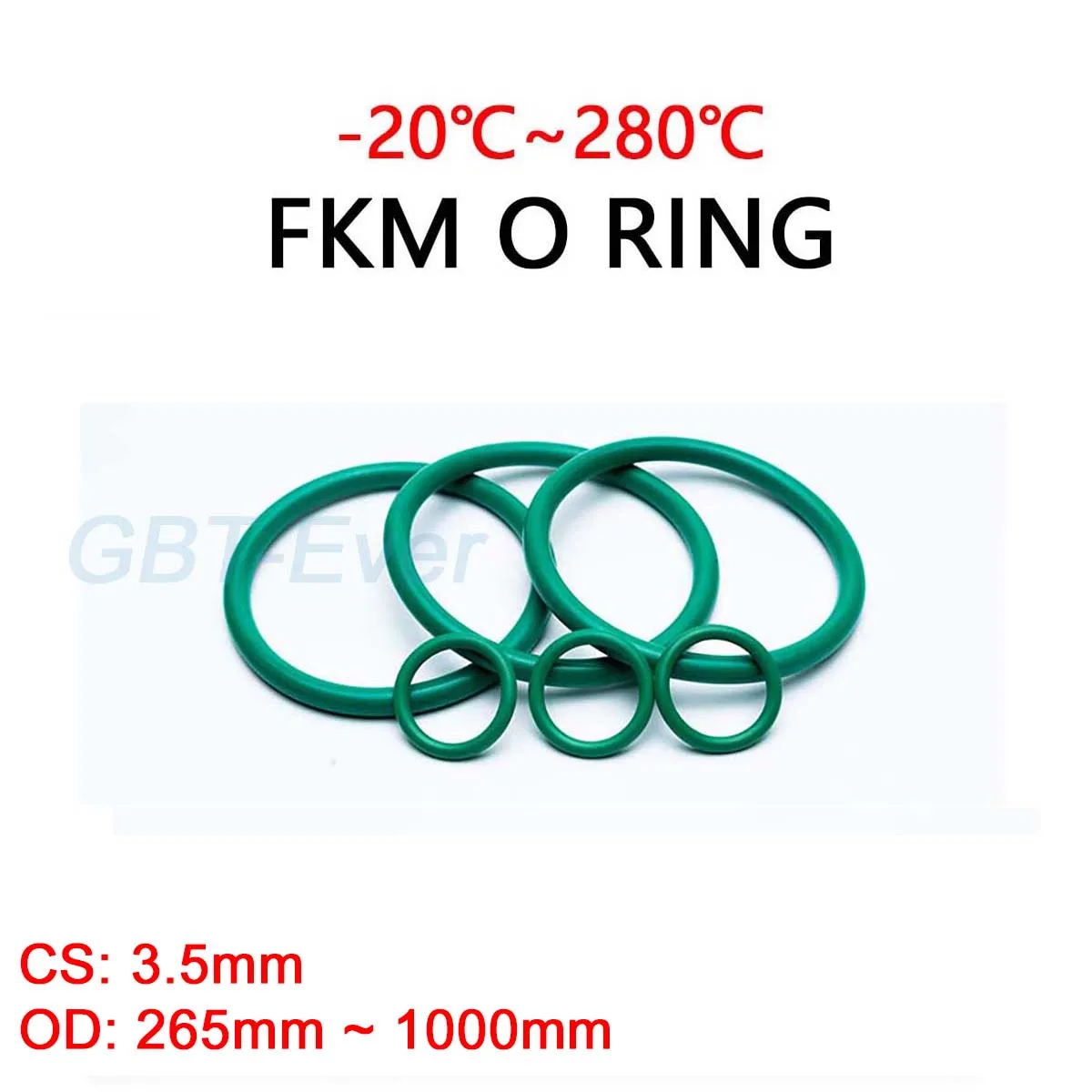 

FKM Green Fluorine Rubber O Ring CS 3.5mm OD 265mm ~ 1000mm O-Rings Sealing Gasket Washer Oil Resistant Acid & Alkali Resistant