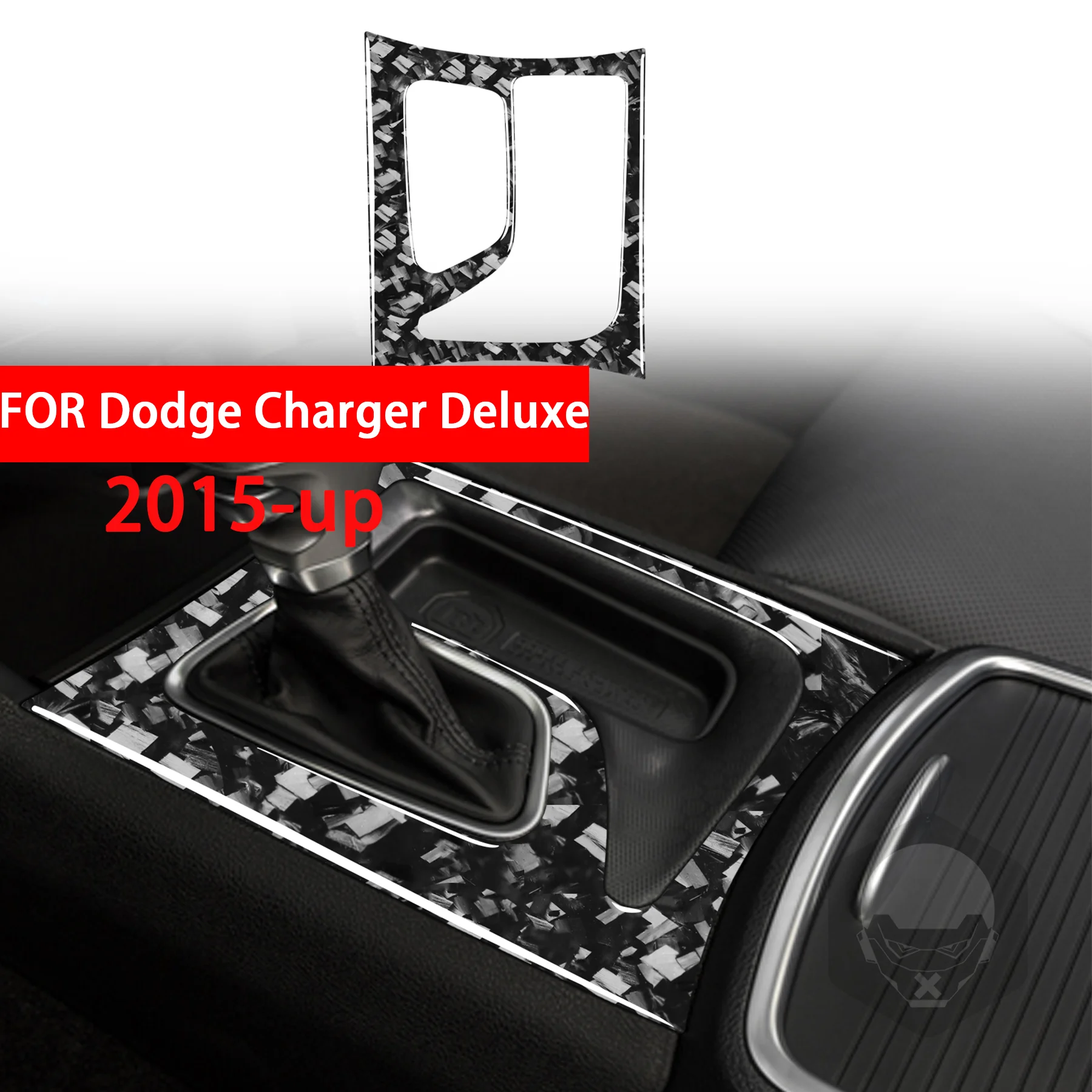 Forged Carbon Fiber Central Control Gear Lever Panel Frame Car Interior Accessories Sticker FOR Dodge Charger Deluxe 2015-up