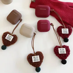 Soft Silicone Case Fashion Chocolate Khaki For Airpods 4 Pro 2 3 1 Wireless Earphone Protective Cover With Plush Heart Pendant
