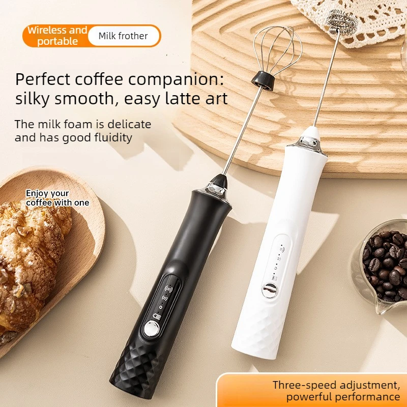 3 Speed Wireless Handheld Milk Frother Rechargeable Coffee Foamer Cream Mixer Egg Beater for Baking Kitchen Tools