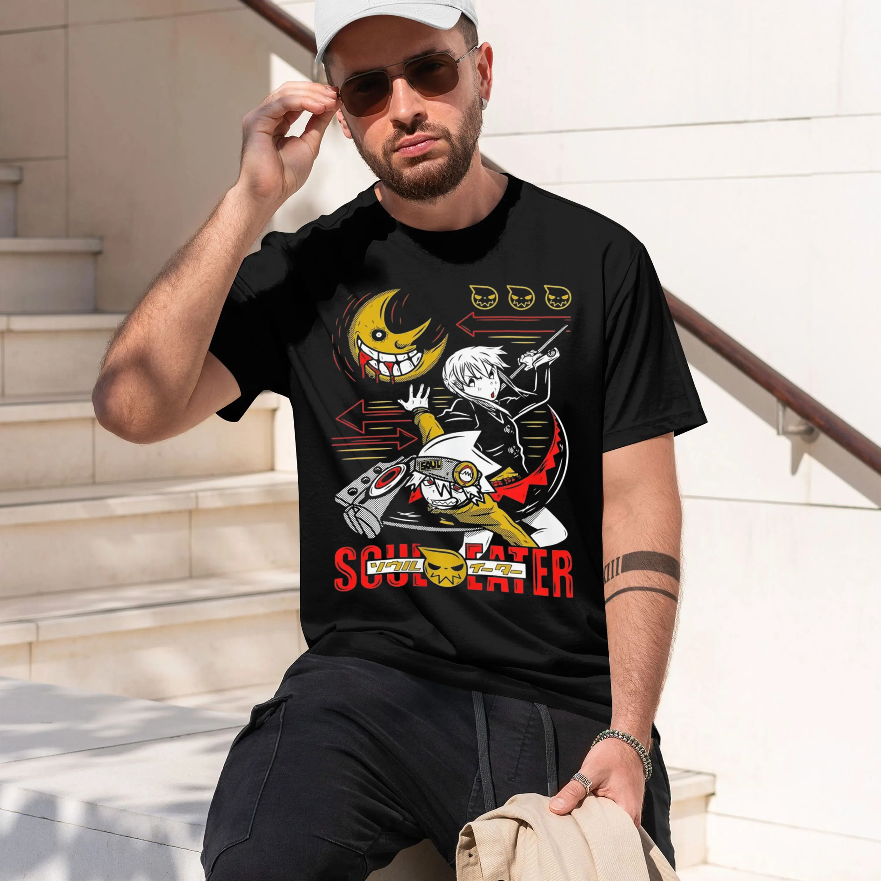 Graph Design Men's T-Shirt Soul Eater Anime Character And Pattern Summer Casual Wear For Anime Fans 2026 New Model Short-sleeve