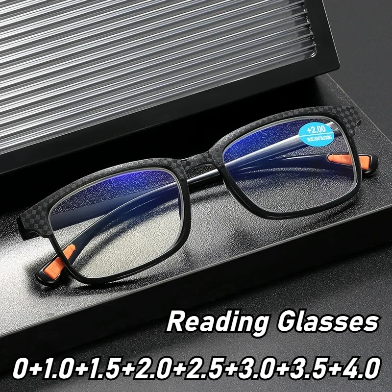 

Neutral Classic Square Reading Glasses High-Definition Blue Light Blocking Glasses Fashionable Ultra-Light Reading Glasses +4.0