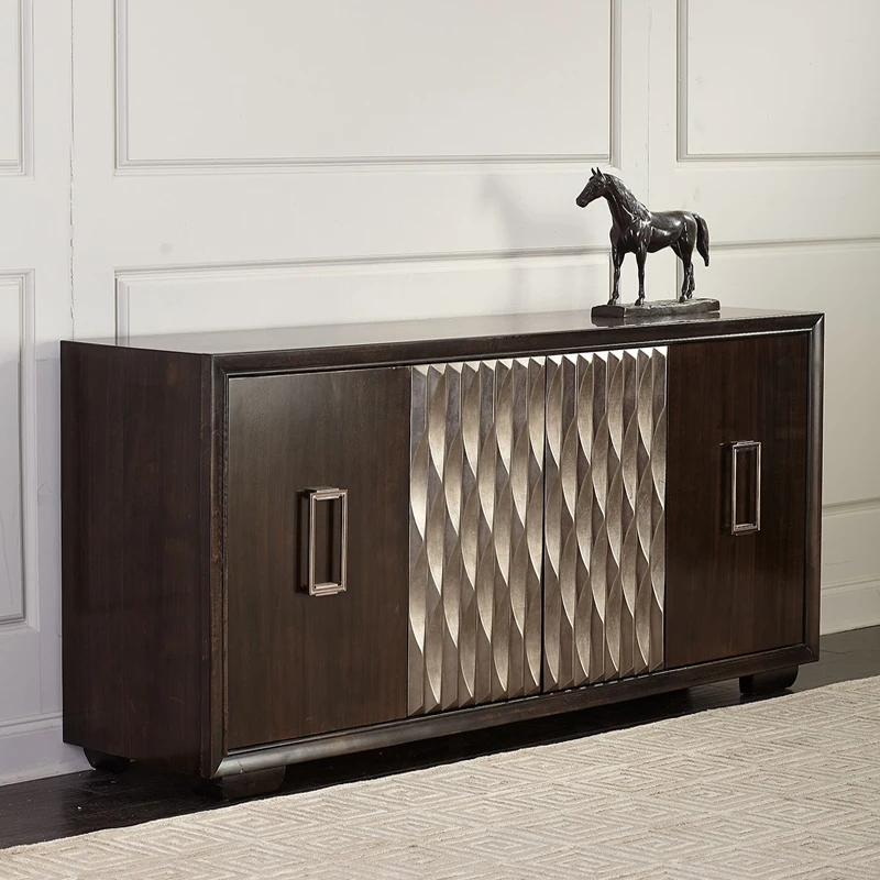 

3Nordic modern simple solid wood dining side tea cabinet American light luxury storage cabinet