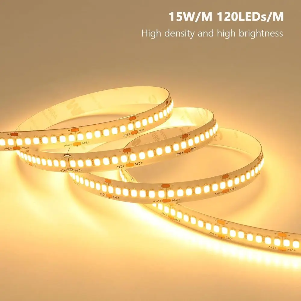 طقم أضواء شريط LED أبيض دافئ بطول 65.6 قدم 24 فولت، شريط SMD2835 بقدرة 300 وات للأسقف المنزلية والتجارية #2