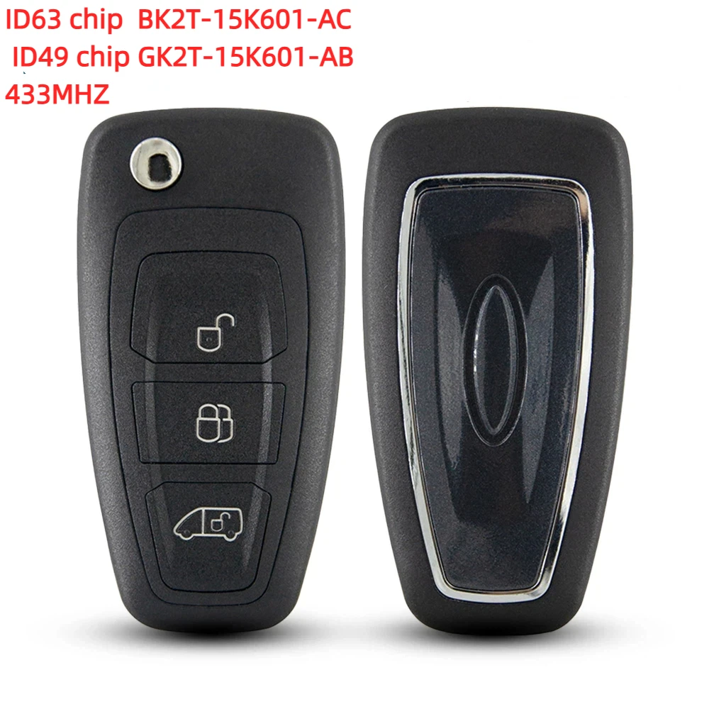 

Flip Remote Key 433Mhz ID63 BK2T-15K601-AC for Ford Transit ID49chip GK2T-15K601-AB