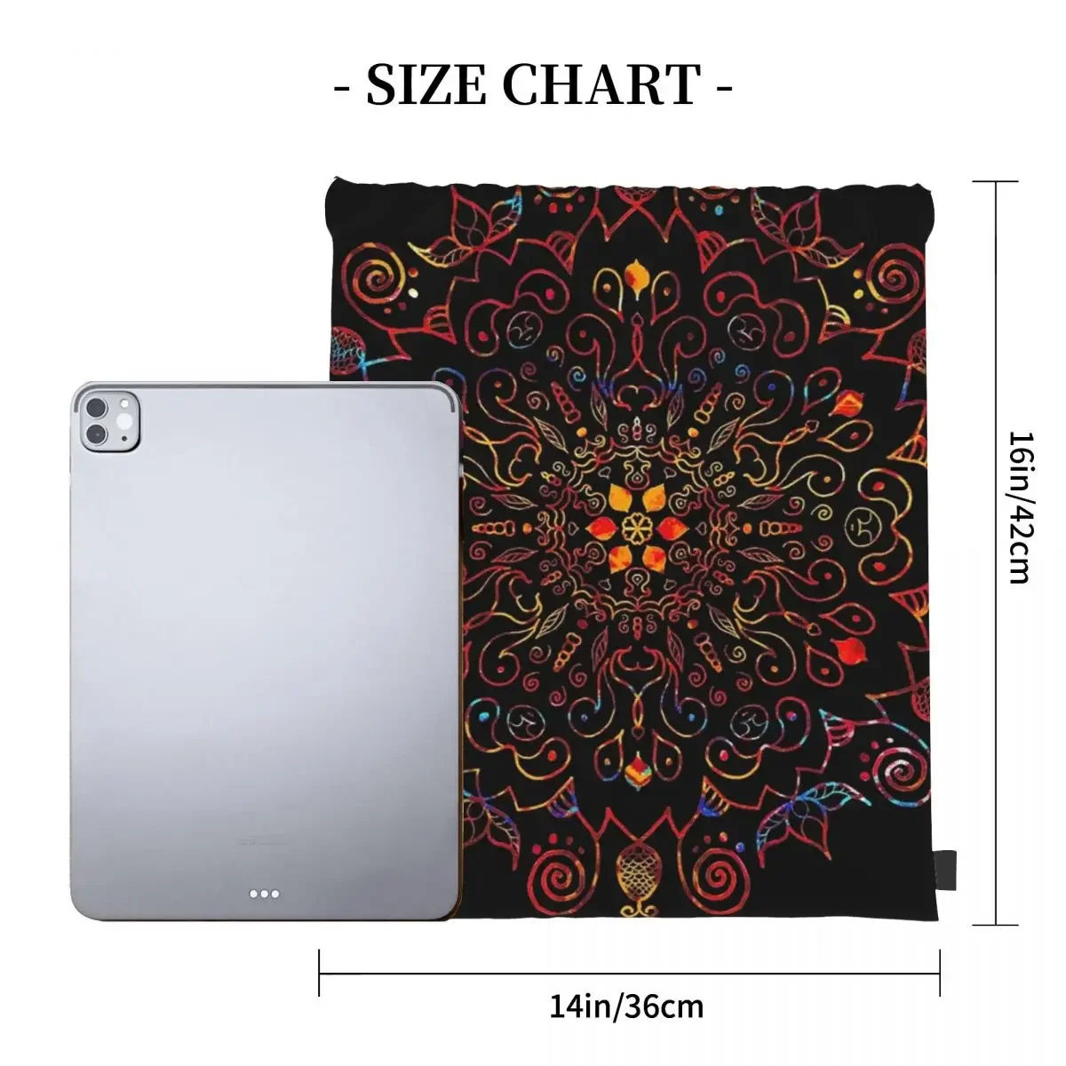 Mandala With Black Background Backpacks Drawstring Bags Drawstring Bundle Pocket Shoes Bag Book Bags For Man Woman Students