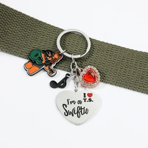 المغني سويفت تايلور سلسلة المفاتيح, Kawaii, غيتار الموسيقى نوت سلسلة المفاتيح, سلسلة مفاتيح السيارة, اكسسوارات الحفلات, الهدايا أفضل 6 مبيعات لخاتم تايلور سويفت - رقم 2