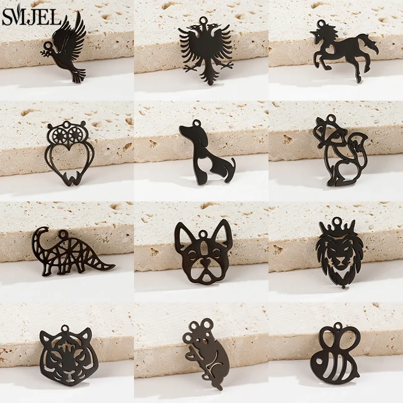5 stücke/Los 100% Edelstahl Hunde pfote Katze Tier Charme Großhandel Biene Koala Löwe Anschluss Dinosaurier DIY Charms für die Schmuck herstellung