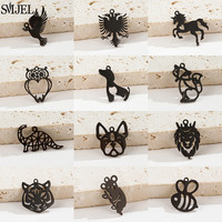 5pcs/lot 100% Stainless Steel Dog Paw Cat Animal Charm Wholesale Bee Koala Lion Connector Dinosaur DIY Charms for Jewelry Making