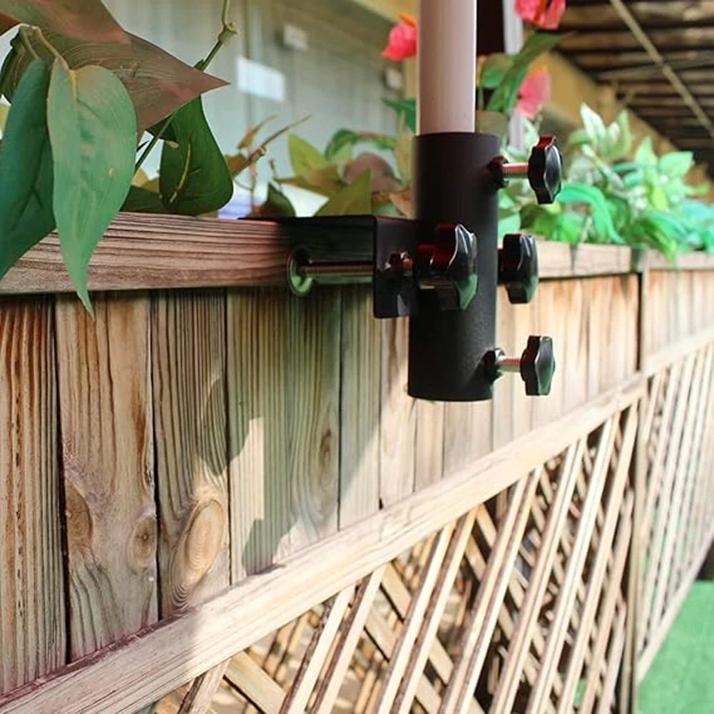 Balcony Umbrella Holder Clamp Garden Fence Parasol Decking Holding Bracket Stand For Outdoor Park Courtyard Fence Garden