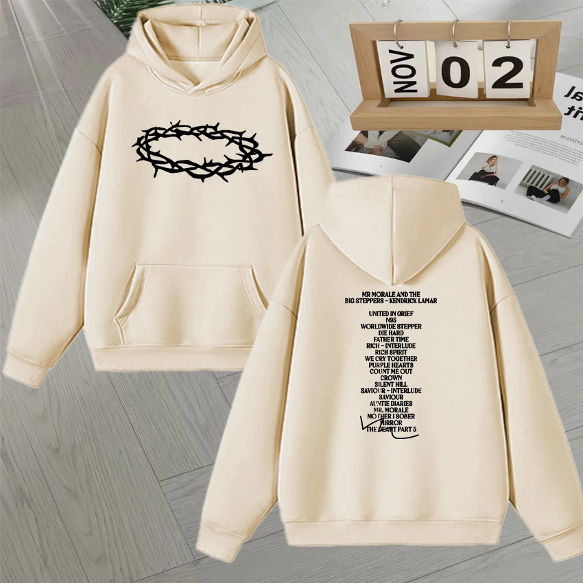 الجديد في مغني الراب كندريك لامار جود كيد هوديي الصوف طباعة البلوز للجنسين فضفاض الخريف الشتاء القوطي خمر الشارع الشهير البلوز #5