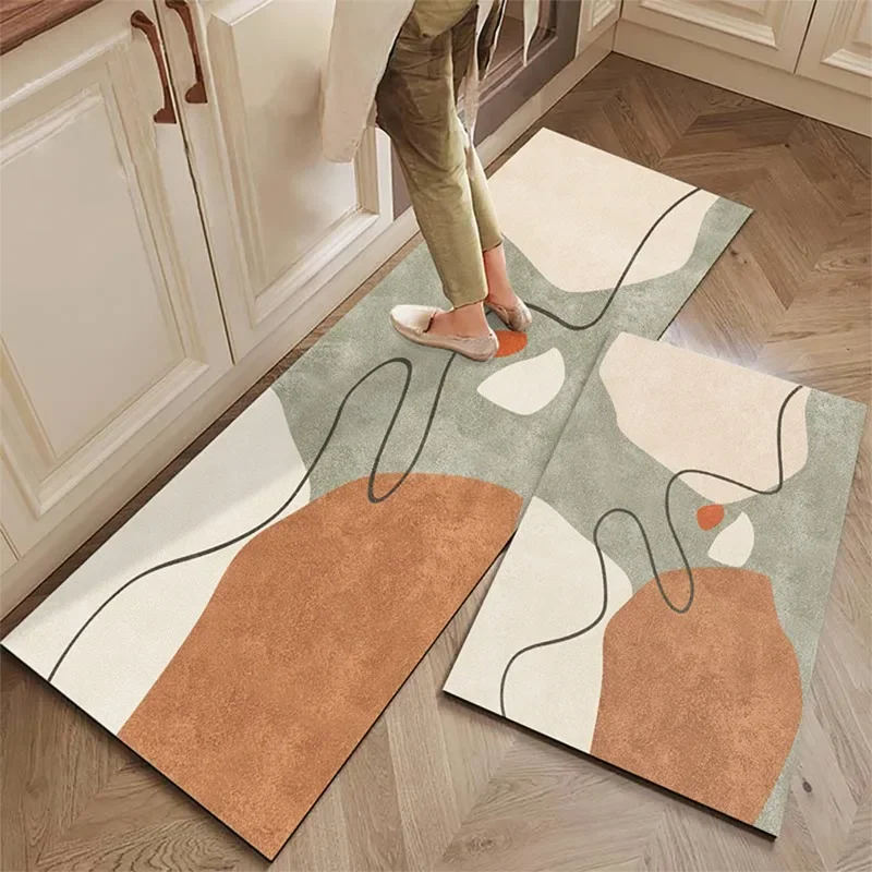 Kitchen Floor Mat Pvc Waterproof Leather Carpet Non-slip Long foot mats Japanese Style Home Decoration Rug Alfombra De Cocina