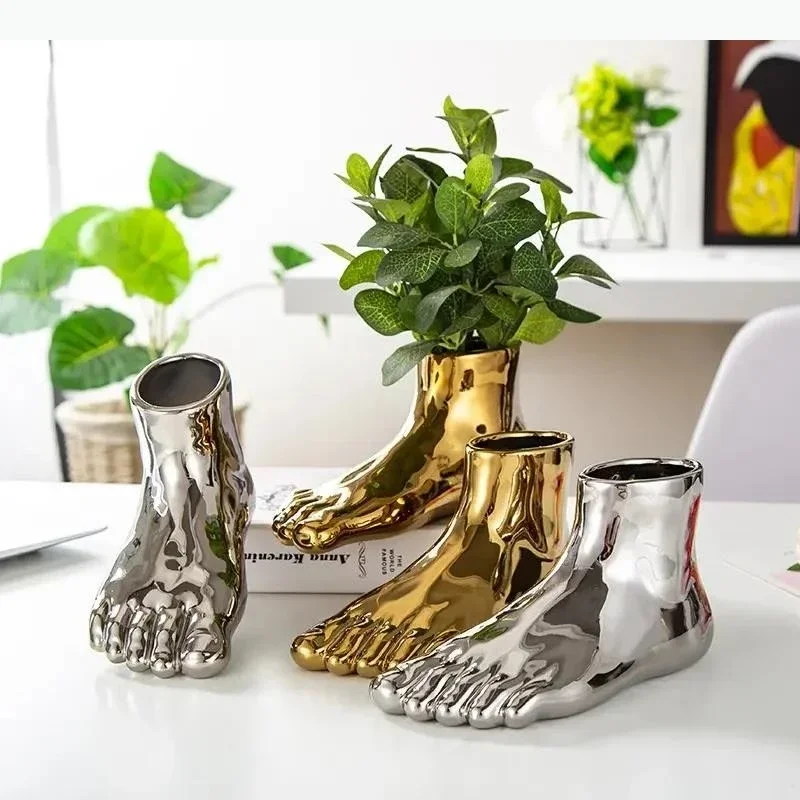 Foot Vase Ornament  Living Room Desktop Decoration Flowers Arrangement Succulent Plant Flowerpot Crafts Home Decoration