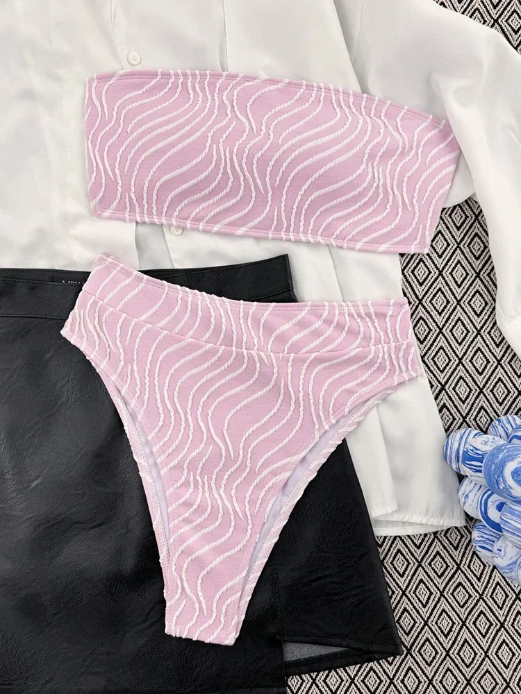 

SexyStrapless Backless Bikini 2 Piece Set Women Split Swimsuit High Waist Beach Style Bikini 2025 New Summer Swimwear Bikini Set