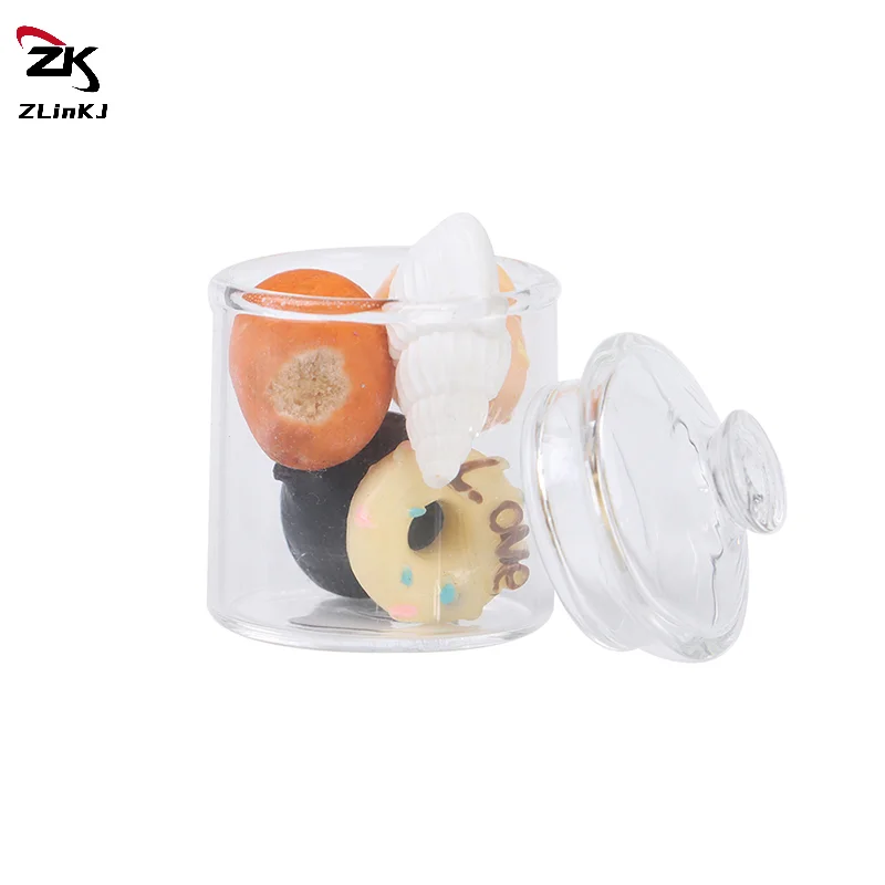 (ZYDD01) 1Pcs High Borosilicate Mini Glass Jar Dollhouse Candy Storage Container Accessories