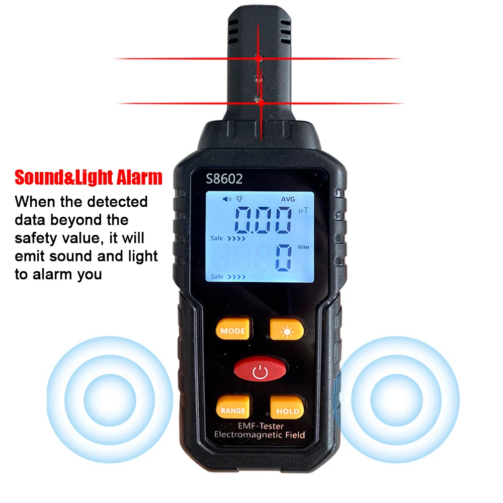 Imagem -02 - Handheld 3-em1 Digital Radiação Dosímetro Emf Tester Campo Elétrico Magnetics Campo Detector de Temperatura Alarme de Luz Sonora