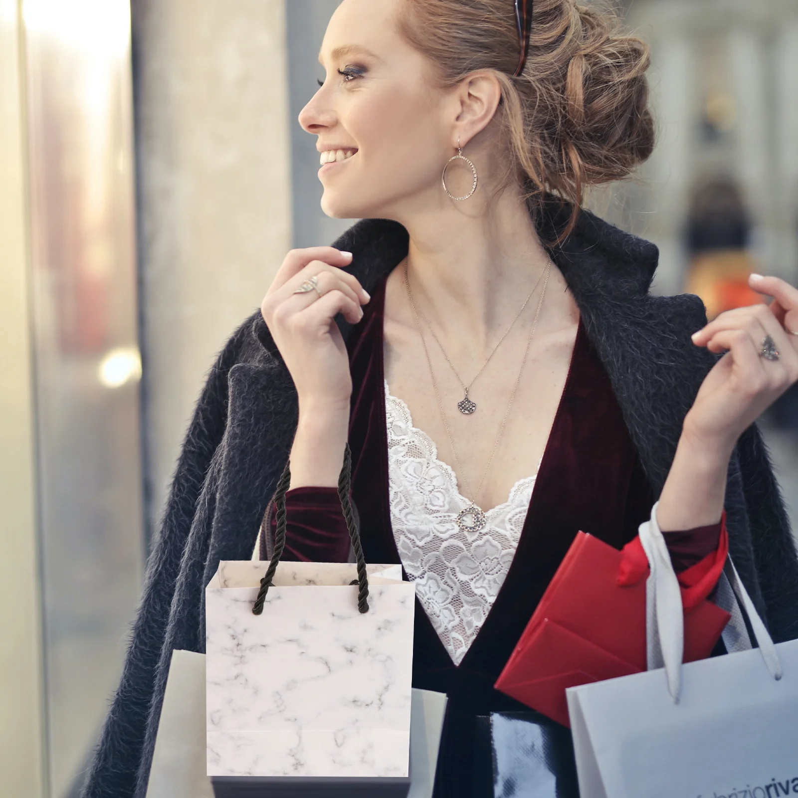 

10Pcs Jewelry Storage Pouch Marble Design Large Capacity Decorative Gift Bag for Necklace Earrings Rings Packing Pouch