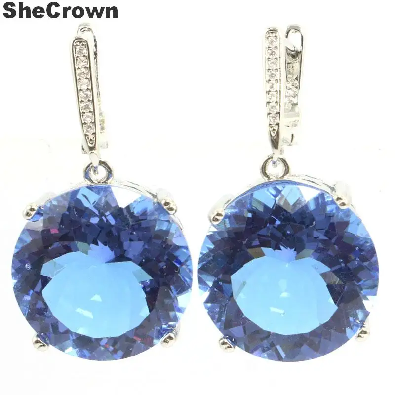 Buy 5 Get 1 Free 35x20mm Big 16g Jewelry Set 20mm Color Changing Zultanite Alexandrite Topaz CZ Women Silver Pendant Earrings