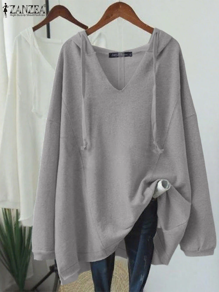 

ZANZEA Casual Loose Long Sleeve Hoodies Sweatshirts Women 2025 Autumn Pullovers Solid Fashion Sweatshirts Korean Style Jumpers
