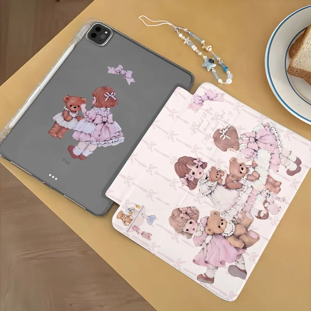 Kawaii Lolita Little Girl Cute Tablet Case For iPad pro10/11/2020/6th/7th /8th /Air 3rd/Air 4th/9th 5th Air 11 MINI 3YFold Cover