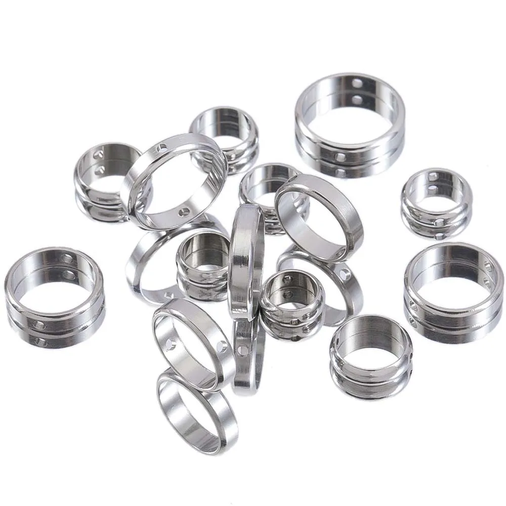 5pcs Two Hole Stainless Steel Round Frame Spacer Beads DIY Necklace Bracelet Earrings Circle Connector Pendant Jewelry Accessory