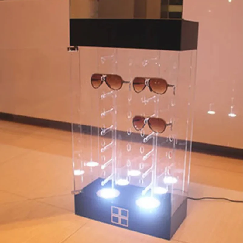 custom.Floor Led Acrylic Eye Glasses Display Shelf Rack Sunglass Display Cabinet Stand