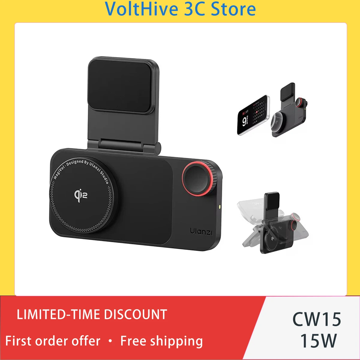 CW15 15W Qi2 Magnetic Wireless Charger Fast Adjustable Charging Stand StandBy Ready Smart Dial Control for Studio Desktop Gift