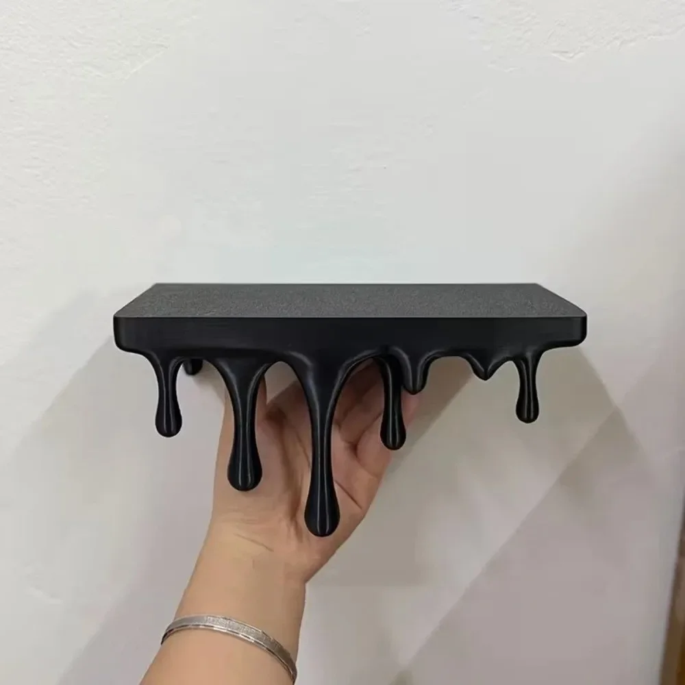 Decorative 3D Printed Drip Floating Shelf Plastic Stable Melting Wall Shelf Irregular Artistic Plants Display Stand Bedroom