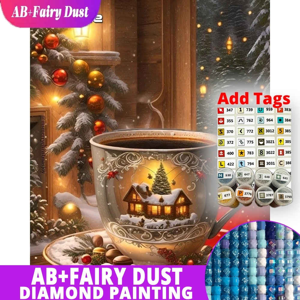

AB Fairy Dust Diamond Embroidery Cup Painting House Abstract Landscape Winter DIY New Arrival Mosaic Christmas Gifts