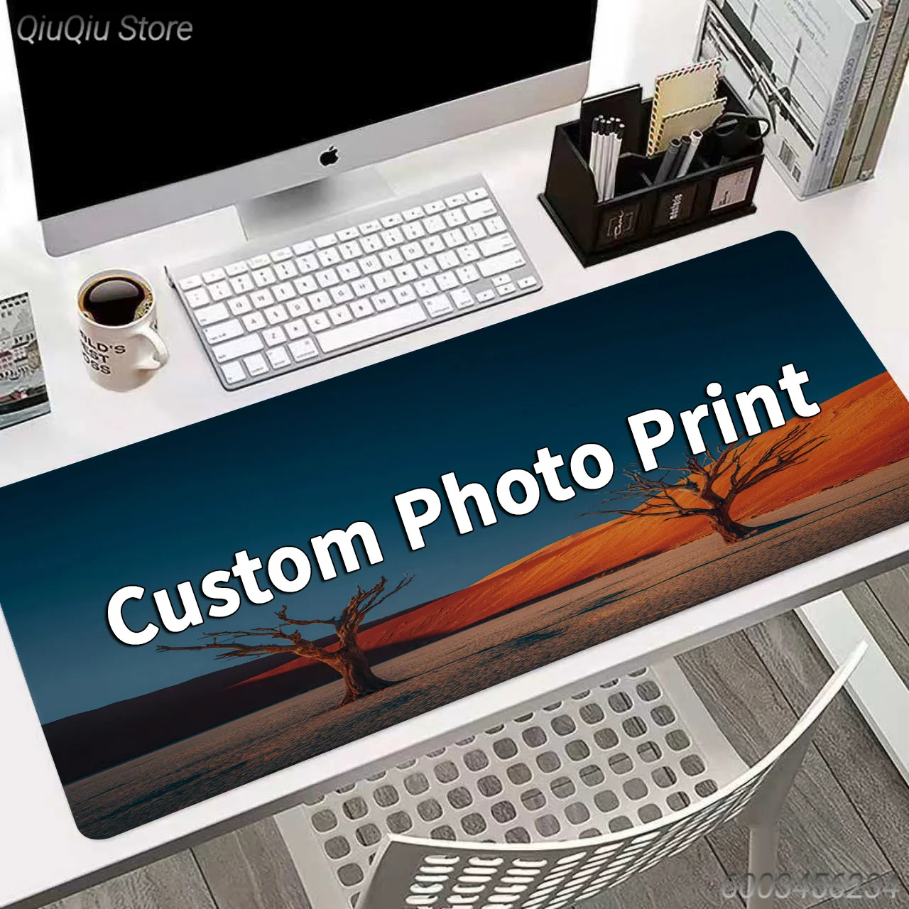 Custom Gaming Desk Mouse Pad, Smooth Cloth Surface Anti Slip Rubber Base, Custom Pattern Personalised Gift for Gamers Office