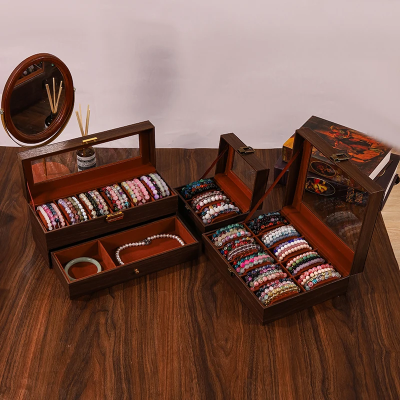 

New gift watch box, eco-friendly PU leather with lock, watch storage box, transparent visual skylight, watch display box