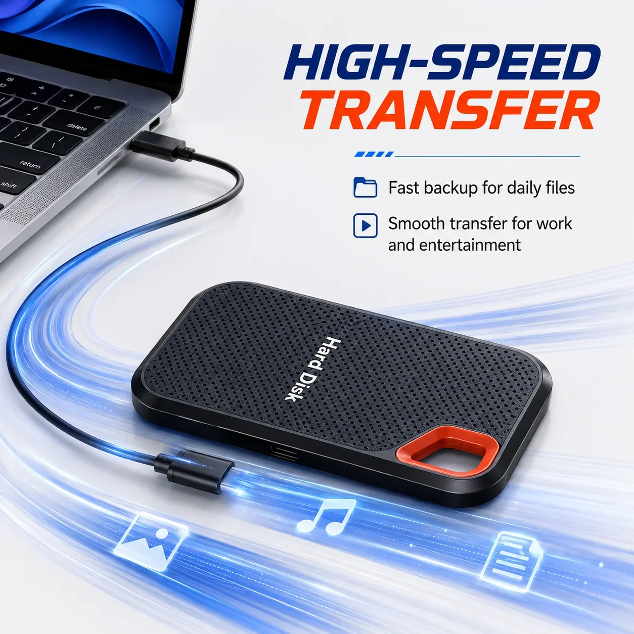 2TB Portable SSD 1TB 4TB External Hard Drive USB 3.1 Type-C Fast Compact Mobile Data Storage for Laptop Mac PC Compact