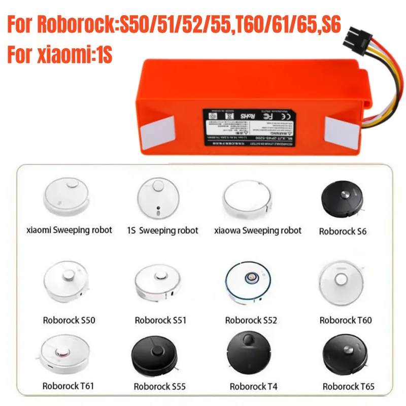 Sostituzione della batteria dell'aspirapolvere per batterie Xiaomi Roborock S50 S51 S55 T60 E352-00 S502-00 C10 E20 E35 14.4V 5.2AH SC