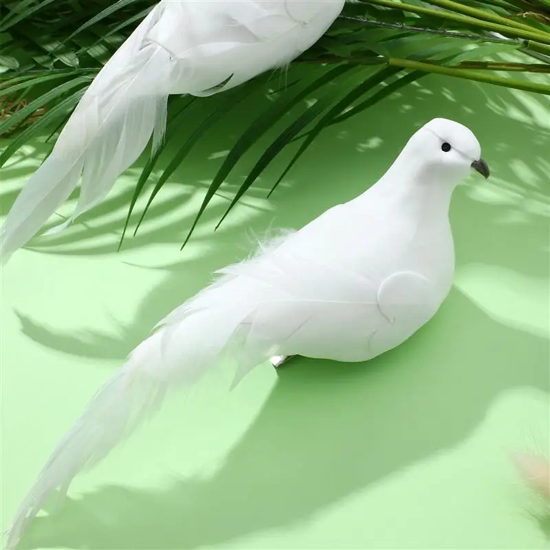 2Pcs Artificial Pigeon Birds Fake Doves Simulation Feather Pigeon Christmas Tree Wedding Party Craft Simulated Pigeon Ornaments