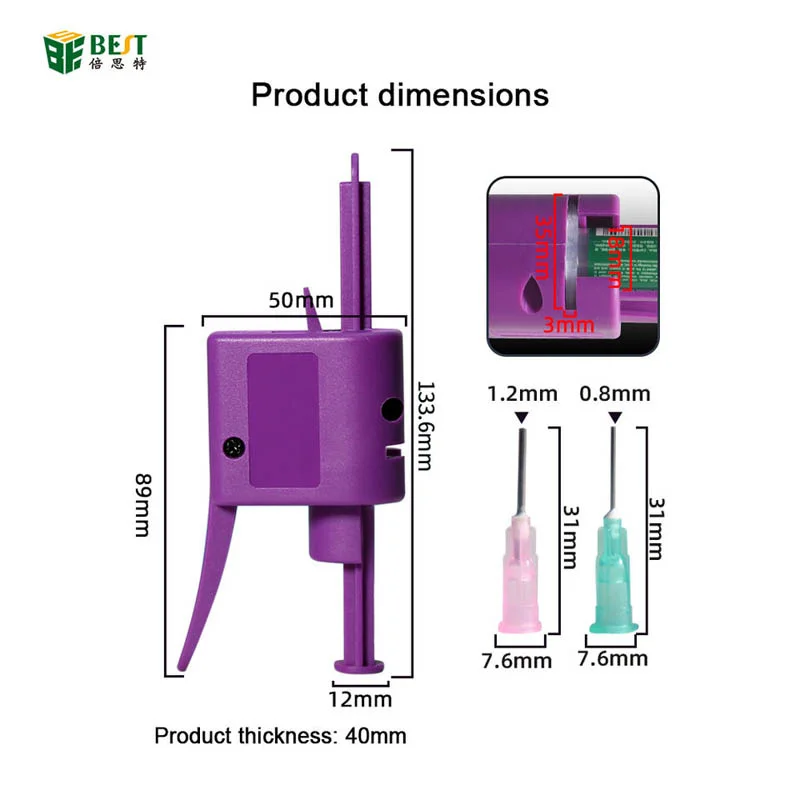 BST-61 Flux Booster for 5CC-10CC Syringe Oil Solder Paste with Thickened Push Rod Structural Adhesive Manual Dispenser