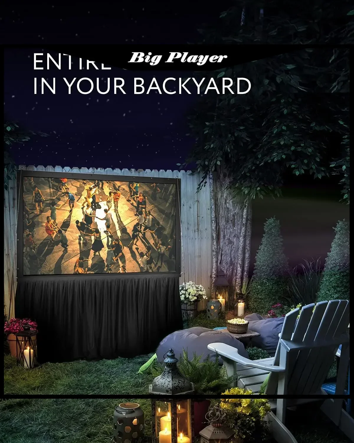 150 180 200 220 250 300 بوصة 16:9 4:3 شاشة عرض أمامية وخلفية سريعة الطي شاشة عرض خارجية محمولة