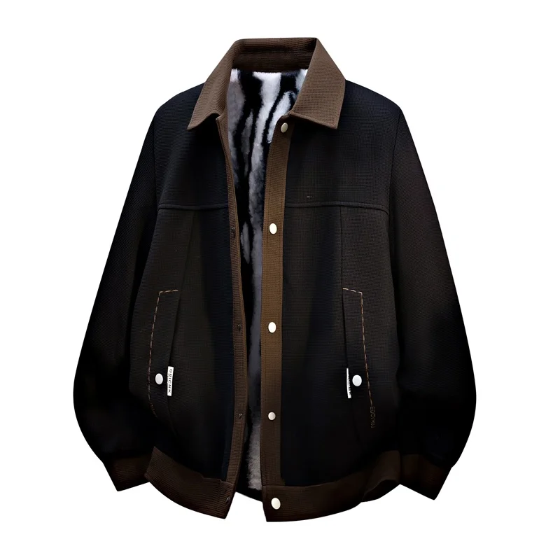 

Thiened Fce Men's Jaet Stand Collar Autumn Winter Casual Sle Long Sve Anti Wind Men's Outerwear Leisure Top