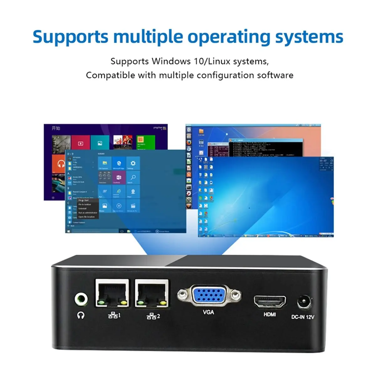 OkBABP N97 팬리스 미니 PC 듀얼 코어 프로세서 DDR4 32GB 비디오 메모리 SSD/HDD 스토리지 가정 및 사무실용(EU 플러그) 썸네일 4