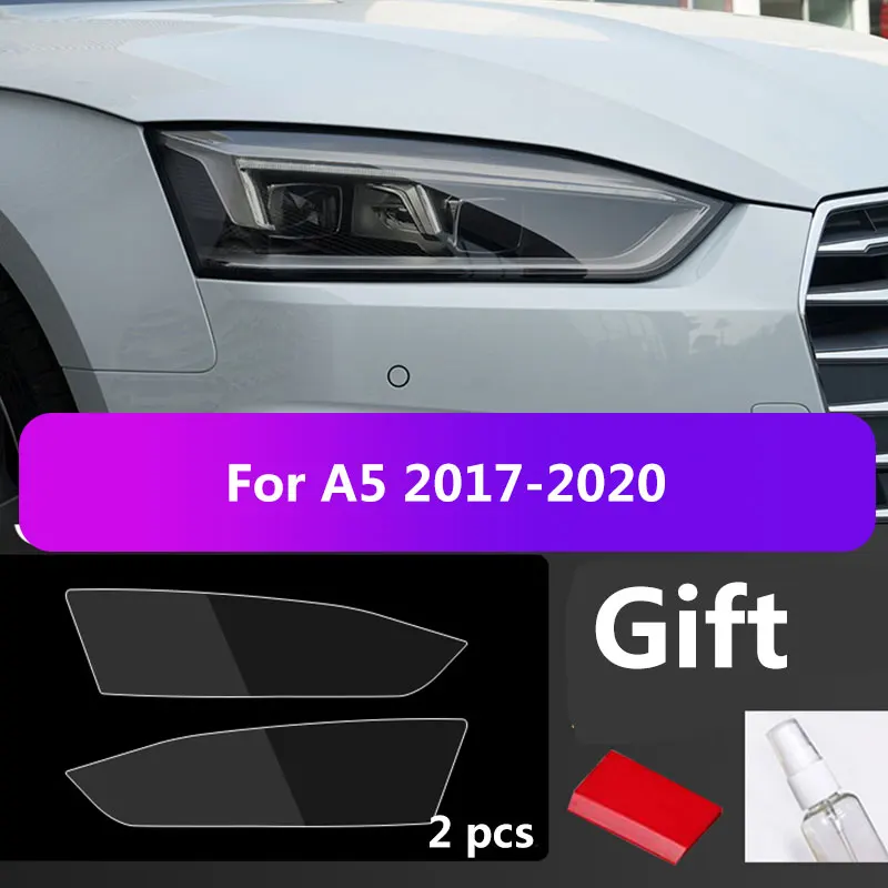 2Pcs Car Covers Headlight Protective Film For audi  A6 B8 B9 A4 C7 C8 A3 A5 Q7 Q5 Q3 Q2 Transparent Sticker Black Accessories