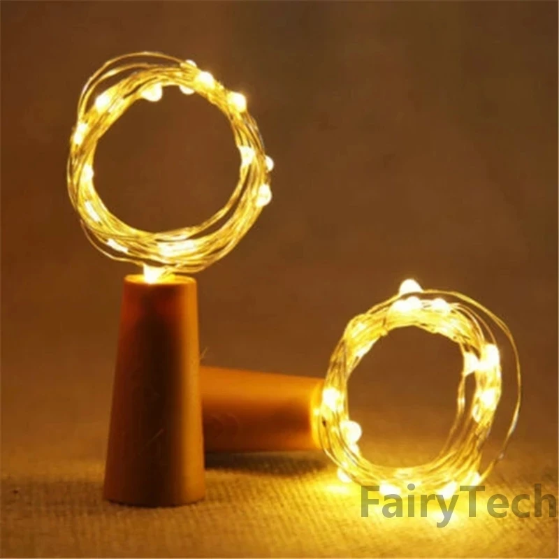 Tira de luces LED para decoración, cable plateado de cobre, guirnalda de luces de hadas, para artesanía con botellas, para bodas y navidad, 1 unidad, 1M 2M