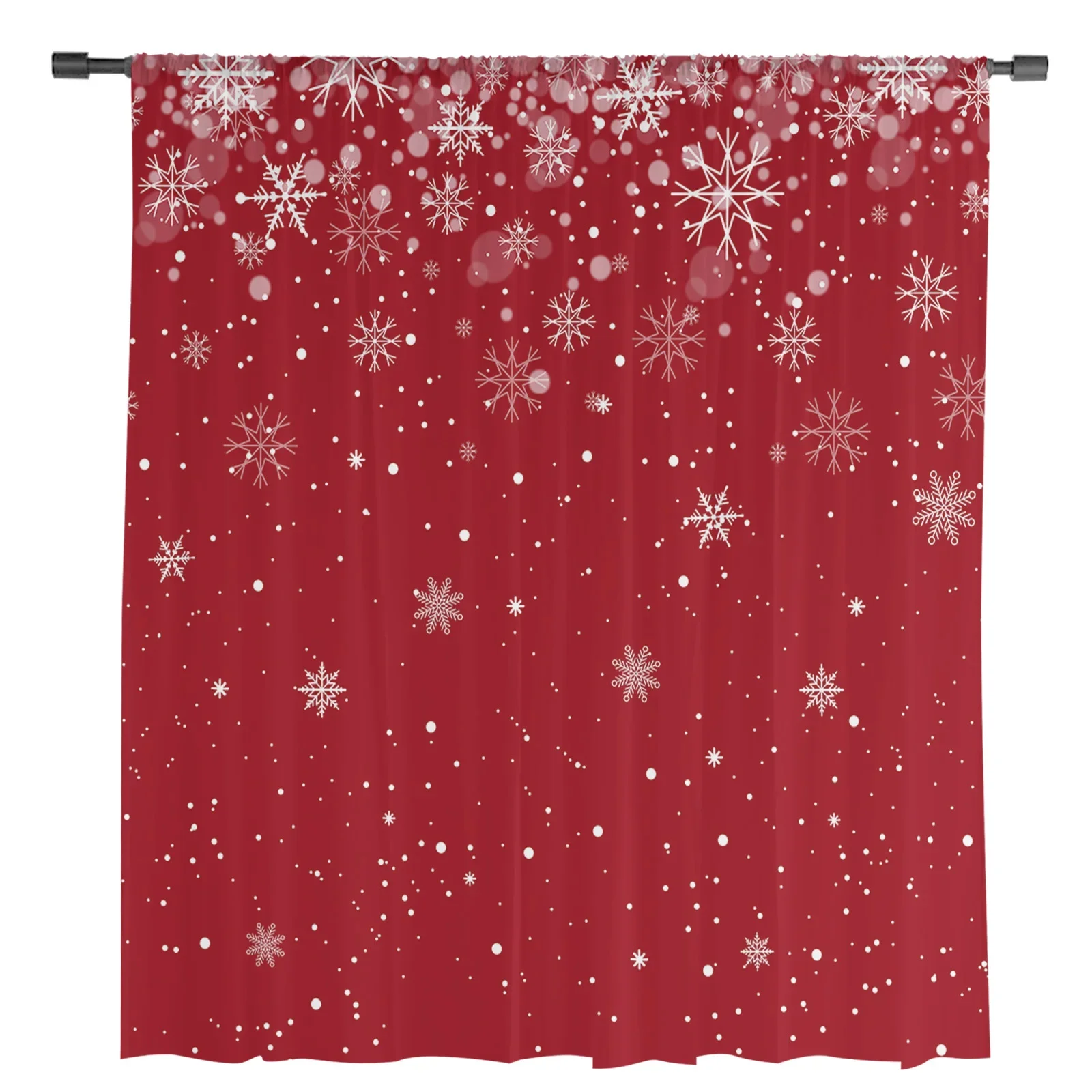 Christmas Winter Snowflake Red Sheer Curtains for Bedroom Living Room Decoration Window Curtain Kitchen Tulle Voile Drapes