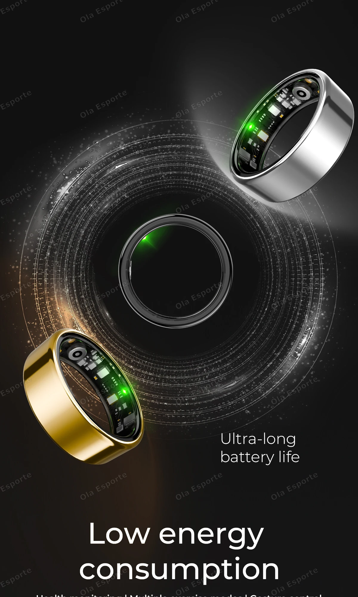 2026 Neuer Smart Ring mit Bluetooth-Anruffunktion, Blutdruck-/Sauerstoffmessung, IP68 wasserdicht, Herzfrequenzmessung, GPS-Tracking, Smartring für iPhone – Detail 11
