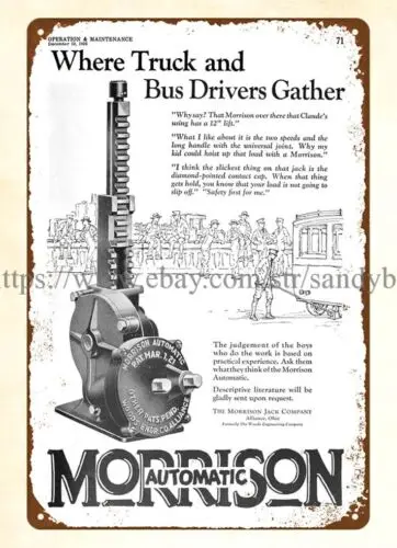 1926 Morrison Automatic Jack metal tin sign contemporary wall decor