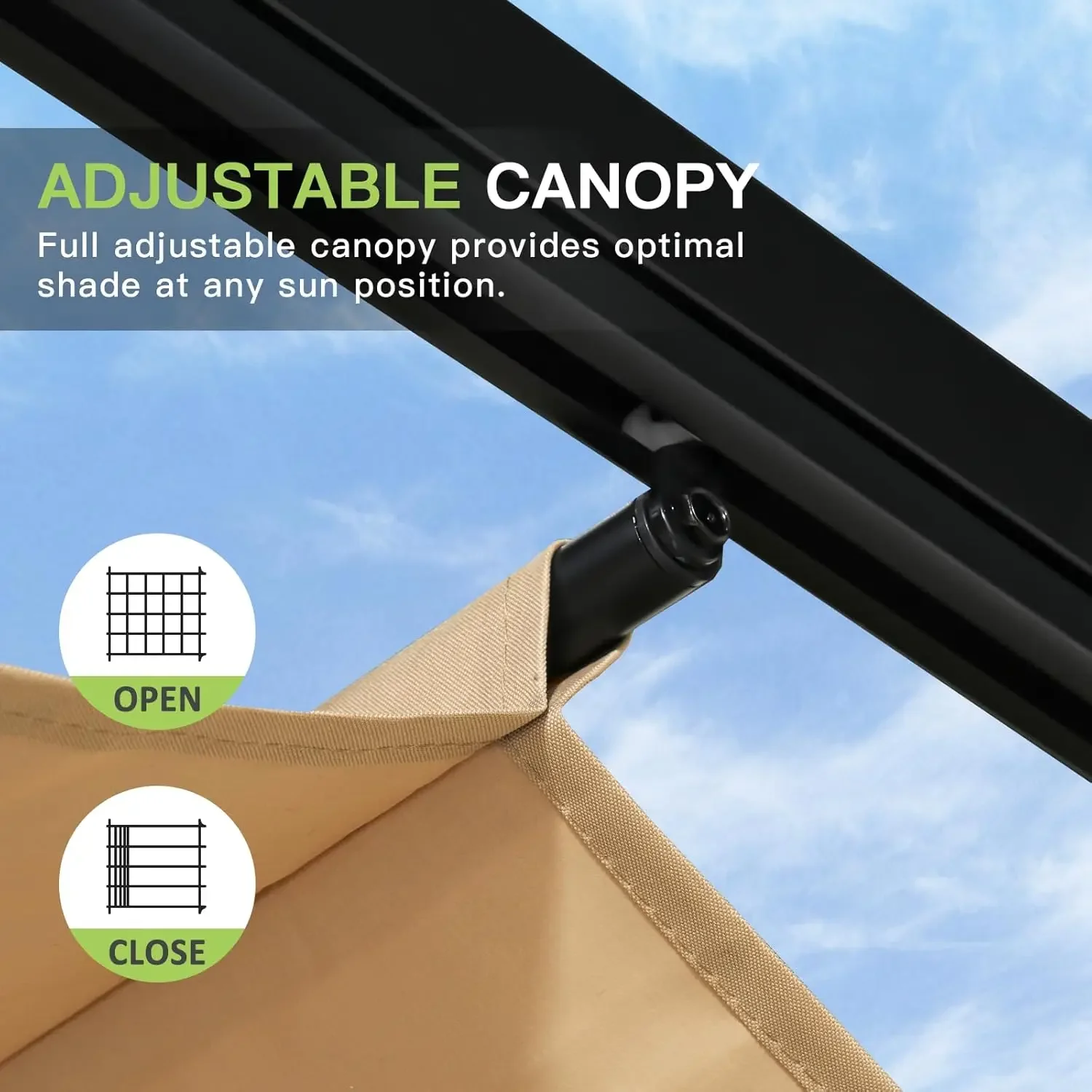 [الأسهم المحدودة! ]عريشة خارجية مقاس 10 × 10 بوصة، مظلة مطورة مع سقف قابل للتعديل، عريشة فناء معدنية مع غطاء ظل شمس بني