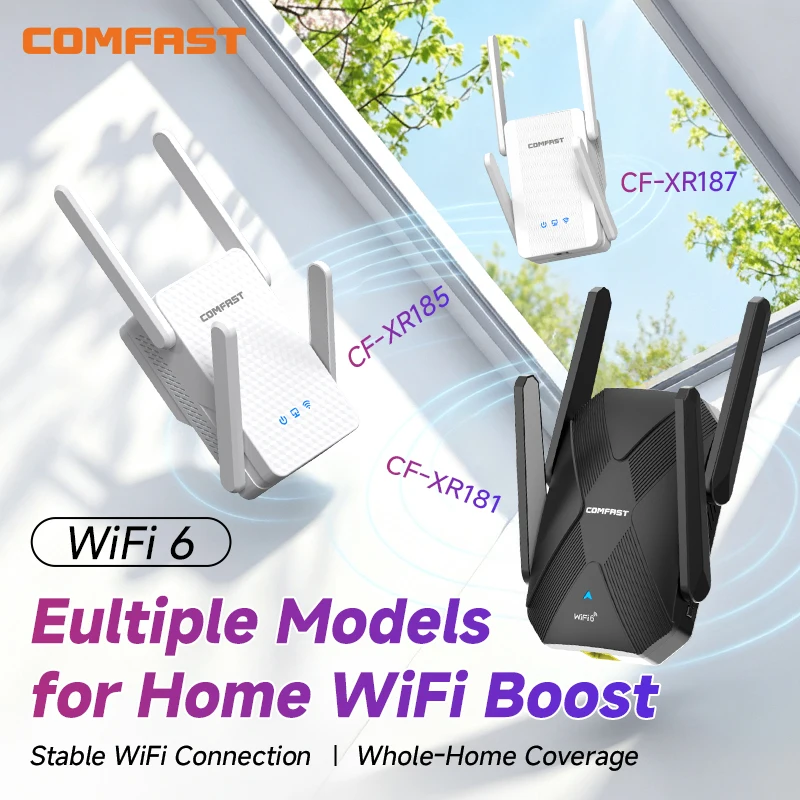 COMFAST AX3000 WiFi Repeater - WiFi6 Extender Router Dual Band 2.4G/5GHz Long Range Signal Booster Network Signal Amplifier
