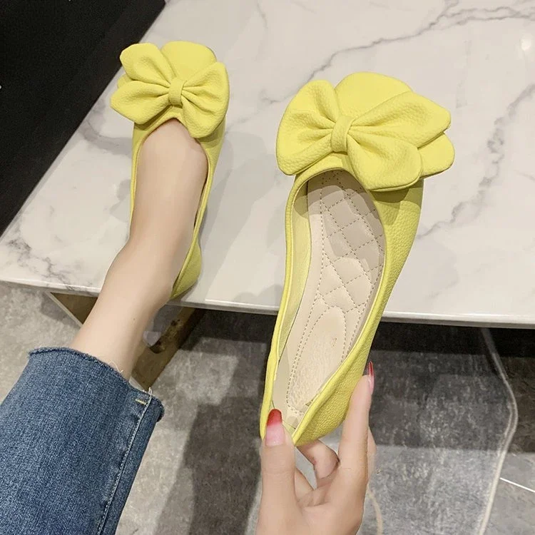 New Fashion Pumps  Soft Casual Women Sneakers 2023 Fashion Women Low Heel Square Toe Bow Solid Color Ladies Flat Shoes