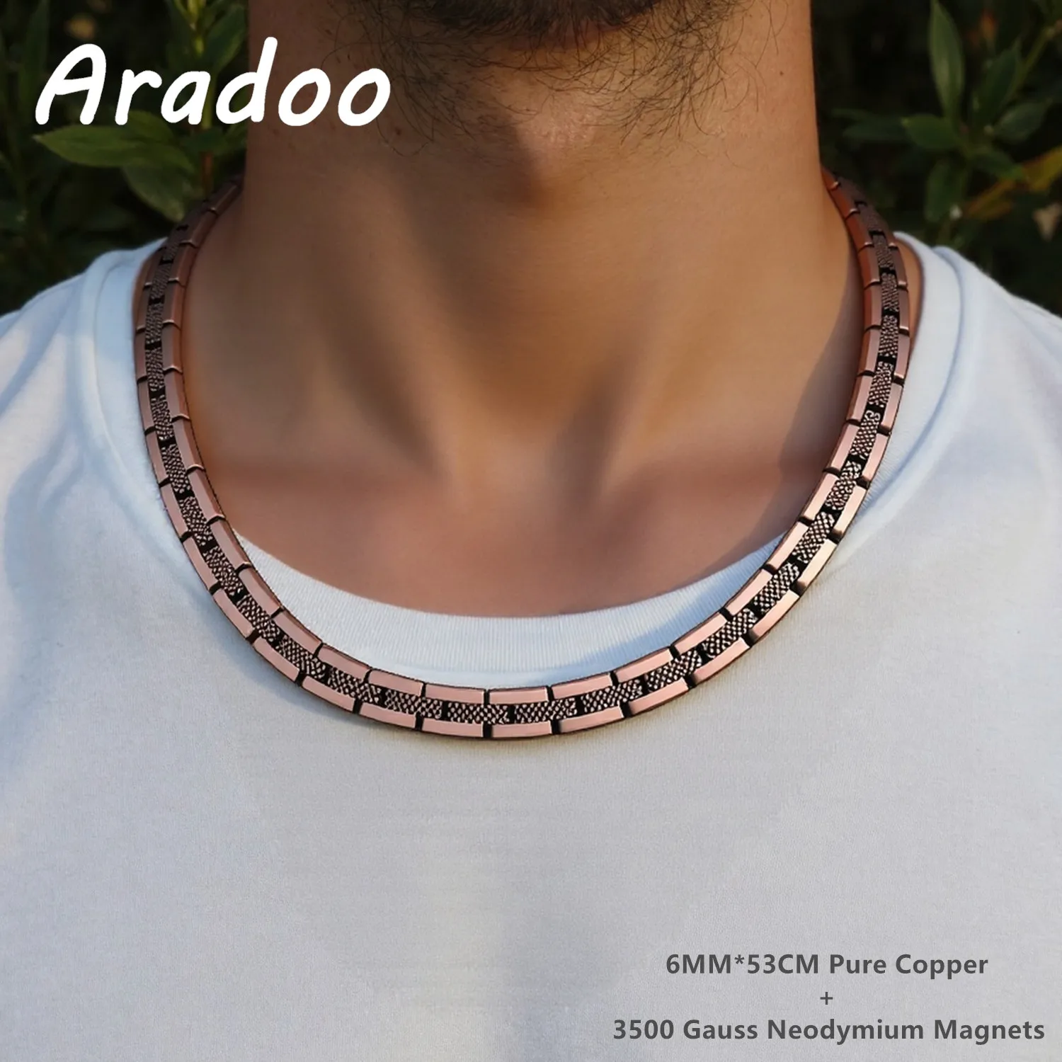 ARADOO Premium Pure Copper Necklace for Men Women with Ultra Strength Magnets Collar Jewelry Gifts