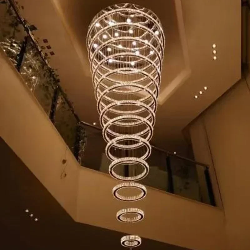 Candelabros de luz para escaleras con 5-15 aros grandes hechos a medida (160CM 150 140 130 120 110 100 90 80 70 60 50 40 30 20CM)