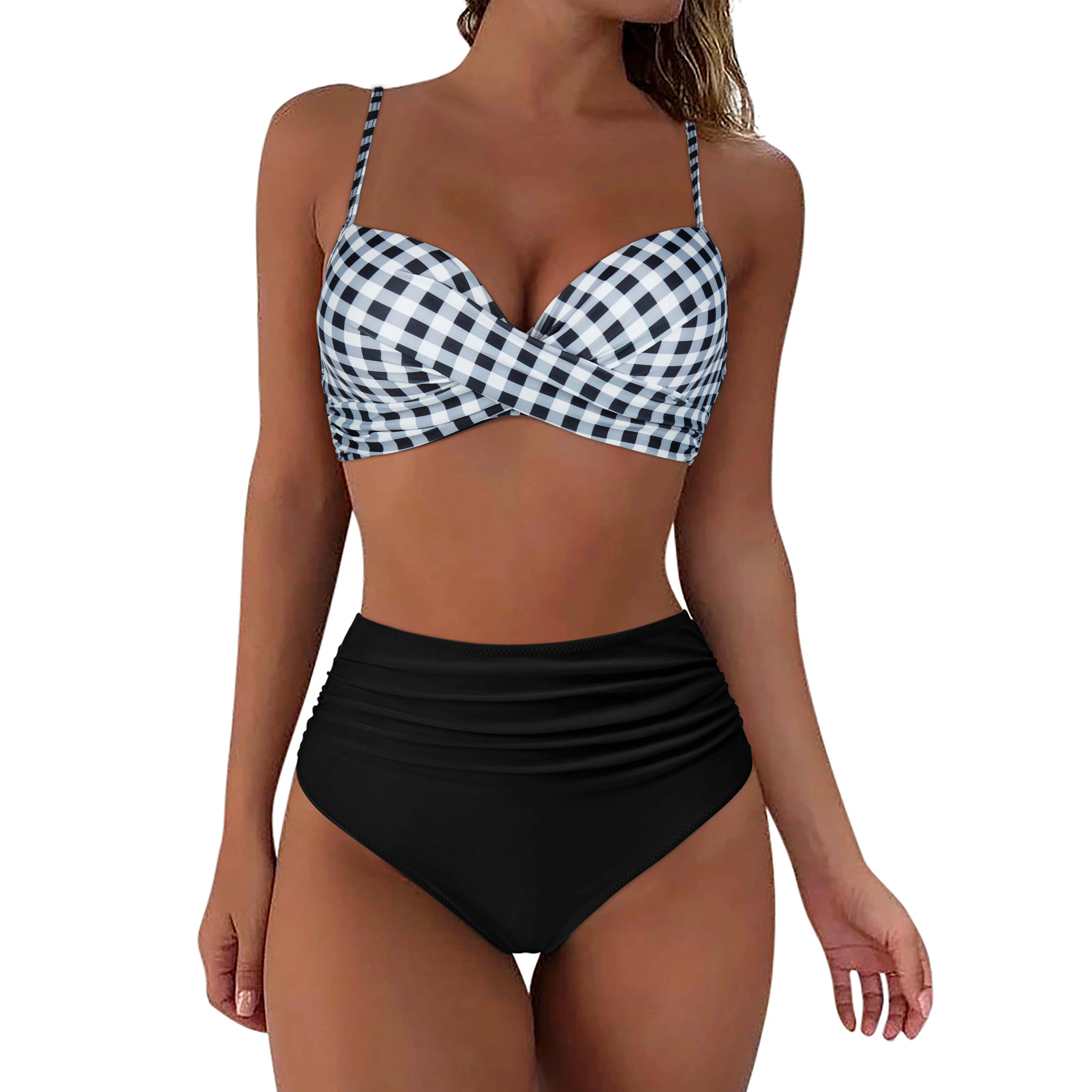 Solid  Push Up High Waist Bikini Set Swimsuit For Women 2 Pieces Swimwear 2024 Beach Bathing Suits Female Beachwear Bathers