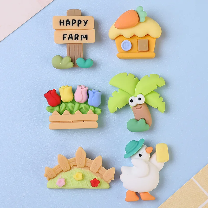 10 Pcs New Cute Mini Kawaii Duck, House, Garden Flat Back Resin Cabochons Scrapbook Diy Party Hairpin Accessories Craft A96